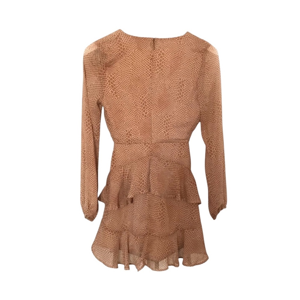 NWT Material Girl Animal Print Tan Ruffle Tie Wrap Dress Size XS - Picture 5 of 13